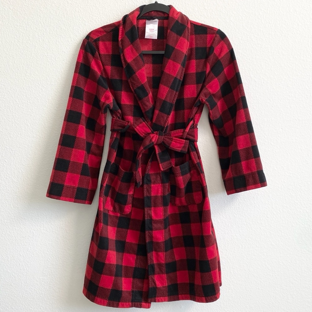 Kids' Red & Black Buffalo Plaid Fleece Robe